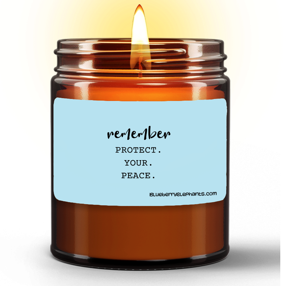 Protect Your Peace Motivational Natural Wax Candle in Amber Jar (9oz)