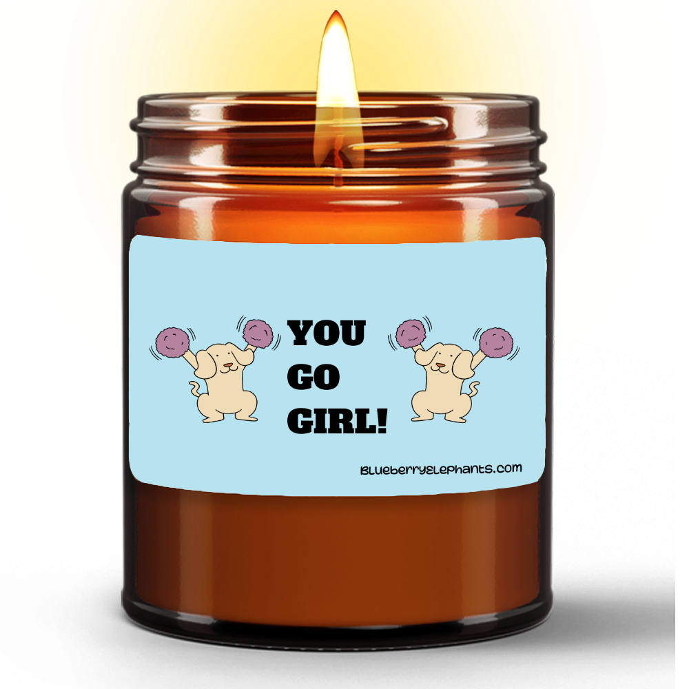 You Go Girl Motivational Natural Wax Candle in Amber Jar (9oz)