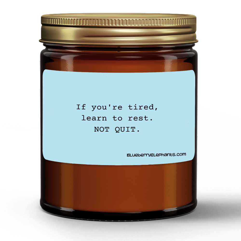 Learn To Rest Motivational Natural Wax Candle in Amber Jar (9oz)