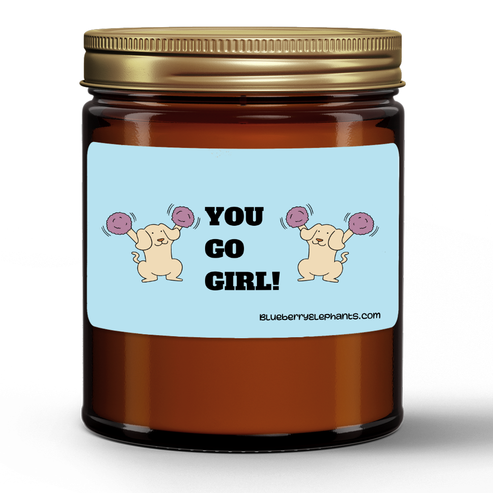 You Go Girl Motivational Natural Wax Candle in Amber Jar (9oz)