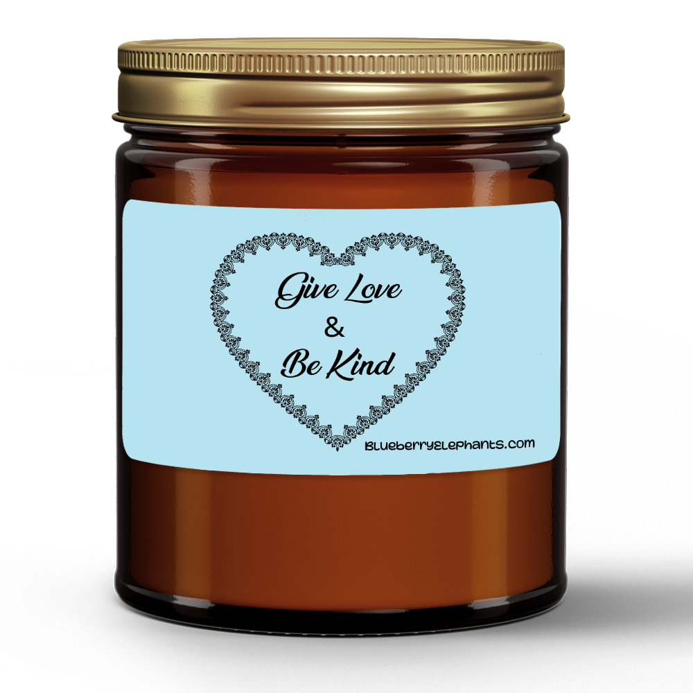 Give Love Be Kind Motivational Natural Wax Candle in Amber Jar (9oz)