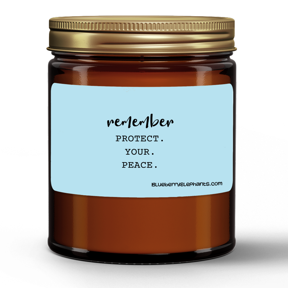 Protect Your Peace Motivational Natural Wax Candle in Amber Jar (9oz)