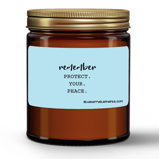 Protect Your Peace Motivational Natural Wax Candle in Amber Jar (9oz)