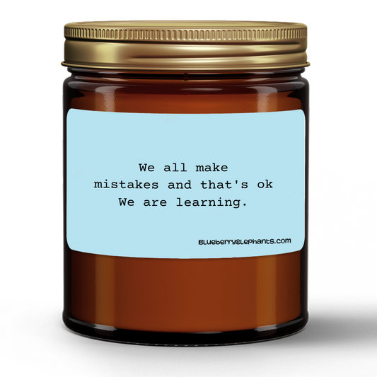 We All Make Mistakes Motivational Natural Wax Candle in Amber Jar (9oz)